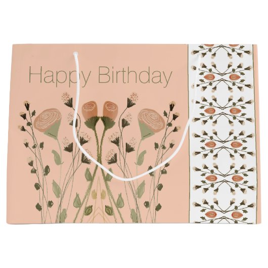 柔らかい桃の白と緑 ラージペーパーバッグ (正面)