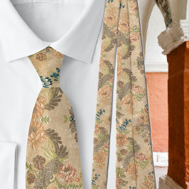 柔らかい桃の花オリーブの葉 ネクタイ