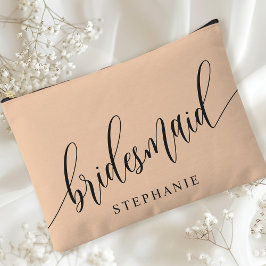 柔らかい桃の花嫁付きモダン書道 アクセサリーポーチ