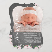 柔らかい植物用黒板|洗礼招待状 招待状 (正面/裏面)