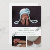 柔らかい歓迎された写真の誕生の発表 案内状 (正面/裏面)