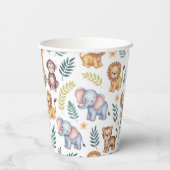 柔らかい水の色のジャングル動物の離れパターン 紙コップ (裏面)