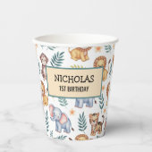 柔らかい水の色のジャングル動物の離れパターン 紙コップ (正面)