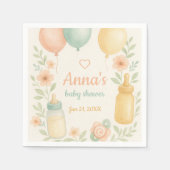 柔らかい水の色のベビーシャワー スタンダードカクテルナプキン (正面)