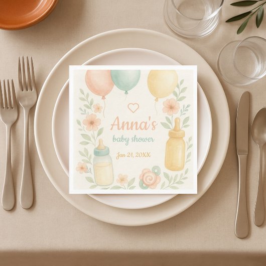 柔らかい水の色のベビーシャワー スタンダードカクテルナプキン