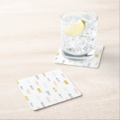 柔らかい水の色の山形のパターン スクエアペーパーコースター (インサイチュ)