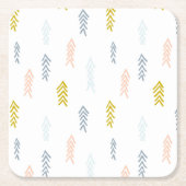 柔らかい水の色の山形のパターン スクエアペーパーコースター (正面)