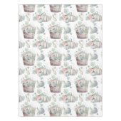 柔らかい水の色の木製バケットのカボチャ テーブルクロス (正面)