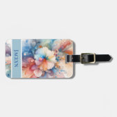 柔らかい水の色の花と渦巻きラゲッジタグ ラゲッジタグ (正面横)