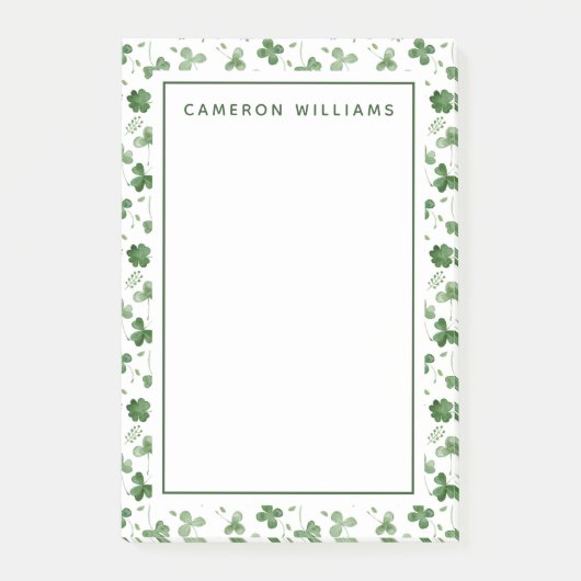 柔らかい水彩画のシャムロックパターン ポストイット (正面)