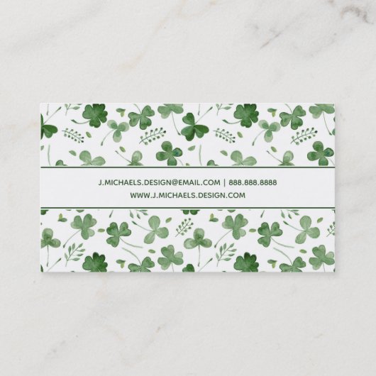 柔らかい水彩画のシャムロックパターン 名刺 (裏面)