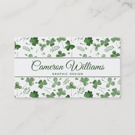 柔らかい水彩画のシャムロックパターン 名刺 (正面)