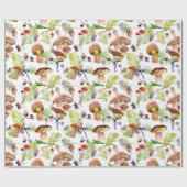 柔らかい水彩画パターンのきのこ ラッピングペーパー (フラット)