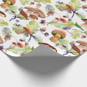 柔らかい水彩画パターンのきのこ ラッピングペーパー (角)