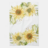 柔らかい水色のひまわり キッチンタオル (縦)
