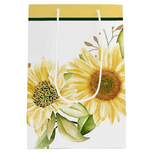 柔らかい水色のひまわり ミディアムペーパーバッグ (裏面)