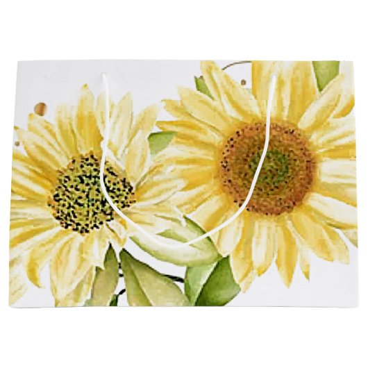 柔らかい水色のひまわり ラージペーパーバッグ (正面)