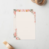 柔らかい水色のピンク色の花 ノートカード (正面/裏面インサイチュ)