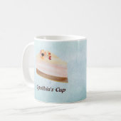 柔らかい水色のモノグラムでデザート コーヒーマグカップ (正面左)