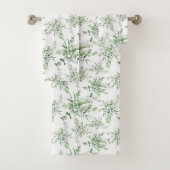 柔らかい水色の緑の葉バスタオルセット バスタオルセット (インサイチュ)