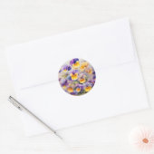 柔らかい水色の繊細なパンジーの花 ラウンドシール (封筒)