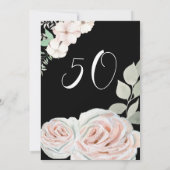 柔らかい水色の繊細な花黒誕生日 招待状 (裏面)