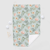 柔らかい水色の花と葉ゴルフタオル ゴルフタオル (インサイチュ)