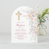 柔らかい水色の花アーチ洗礼 招待状 (スタンド正面)