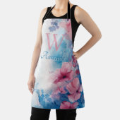 柔らかい水色の花（ピンクとブルー） エプロン (インサイチュ)