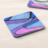 柔らかい流れる抽象デザイン（ピンク色のブルーバイオレット） コースター (左側)
