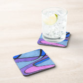 柔らかい流れる抽象デザイン（ピンク色のブルーバイオレット） コースター (右側)