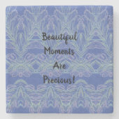 柔らかい渦巻き青の美しい瞬間 ストーンコースター (正面)