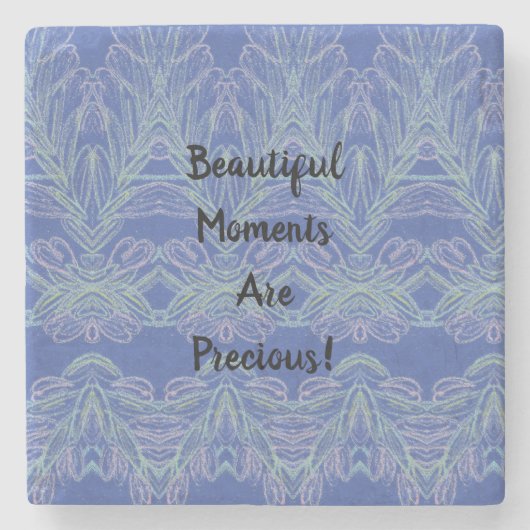 柔らかい渦巻き青の美しい瞬間 ストーンコースター (正面)