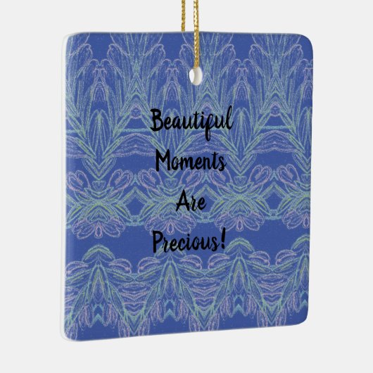 柔らかい渦巻き青の美しい瞬間 セラミックオーナメント (右)