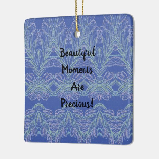 柔らかい渦巻き青の美しい瞬間 セラミックオーナメント (左)