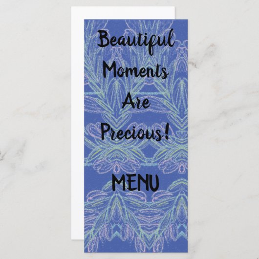 柔らかい渦巻き青の美しい瞬間 メニュー (正面/裏面)