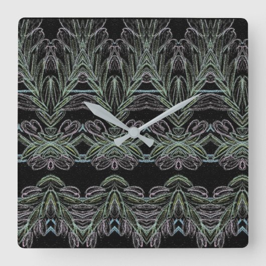 柔らかい渦(黒) スクエア壁時計 (正面)