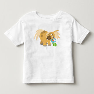 柔らかい漫画のポニーと花の子供のTシャツ トドラーTシャツ