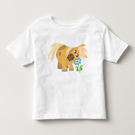 柔らかい漫画のポニーと花の子供のTシャツ トドラーTシャツ (正面)