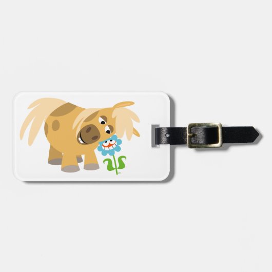 柔らかい漫画のポニーと花の荷物タグ ラゲッジタグ (正面横)