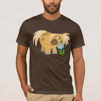 柔らかい漫画のポニーと花のTシャツ Tシャツ