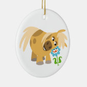 柔らかい漫画のポニーと花オーナメント セラミックオーナメント (右)