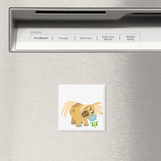 柔らかい漫画のポニーと花磁石 マグネット (インサイチュ (食洗機))