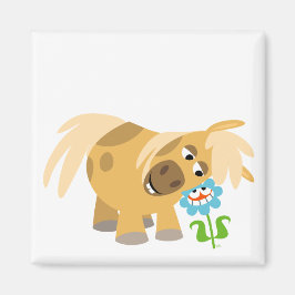 柔らかい漫画のポニーと花磁石 マグネット