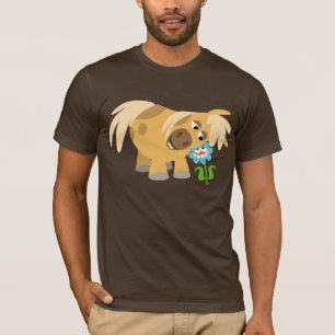 柔らかい漫画の子馬および花のTシャツ Tシャツ