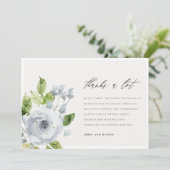 柔らかい濃い青の水の色のフローラありがとう サンキューカード (スタンド正面)