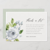 柔らかい濃い青の水の色のフローラありがとう サンキューカード (正面/裏面)