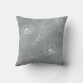 柔らかい灰色と白のフローラのパタ葉ーン クッション (裏面)