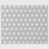 柔らかい灰色の上に白い星 ラッピングペーパー (フラット)