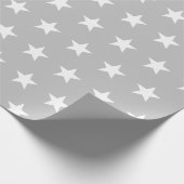 柔らかい灰色の上に白い星 ラッピングペーパー (角)